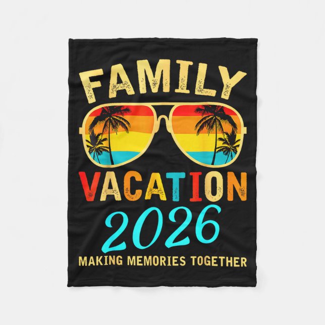 Family Vacation 2026 Beach Matching Summer Vacatio Fleece Blanket (Front)