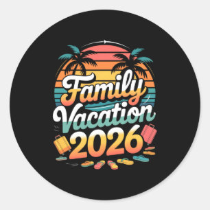 Family Vacation 2026 Sunset Travel Crew Long Sleev Classic Round Sticker