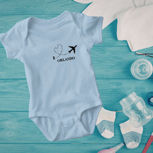 Family Vacation Airplane & Custom Travel Location Baby Bodysuit
