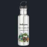 Family vacation bear wolf woodland forest animals 710 ml water bottle<br><div class="desc">A forest,  woodland landscape with a wolf bear and deer.  Personalize and add a name,  event,  and place.</div>