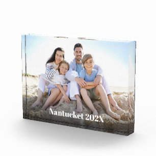 Family Vacation Bold Typography Custom Keepsake Photo Block