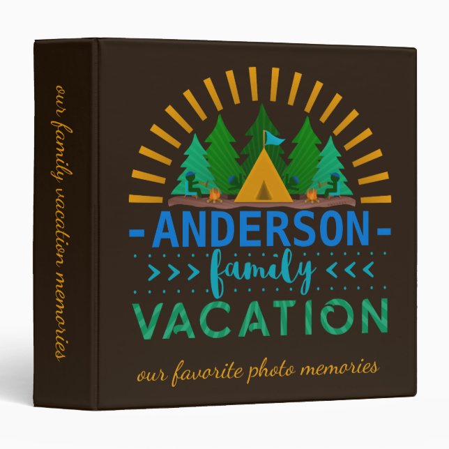 Family Vacation Camping Trip Memories Custom Name Binder (Front/Spine)