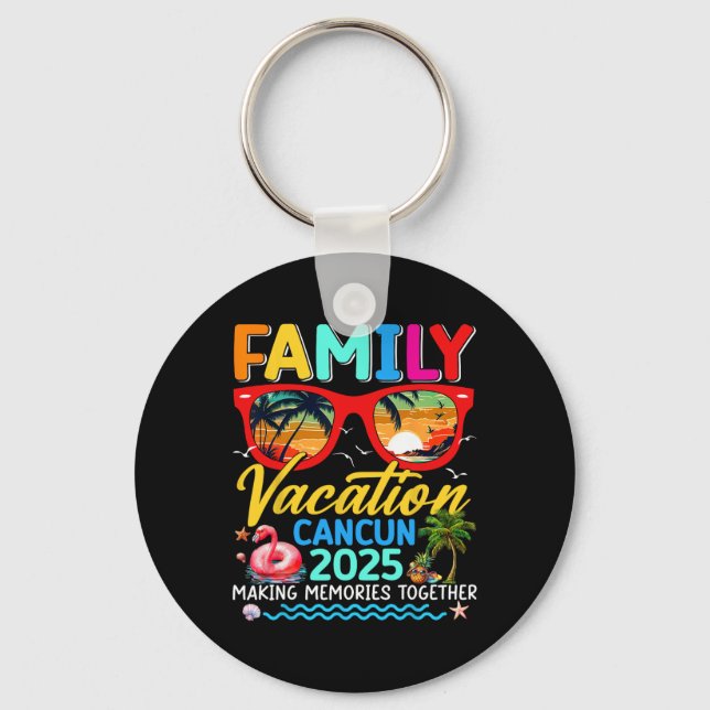 Family Vacation Cancun 2025 Summer Matching Group  Keychain (Front)