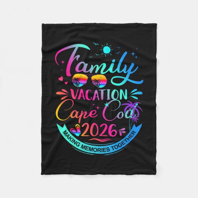Family Vacation Cape Cod 2026 Palm Tree Gift  Fleece Blanket (Front)