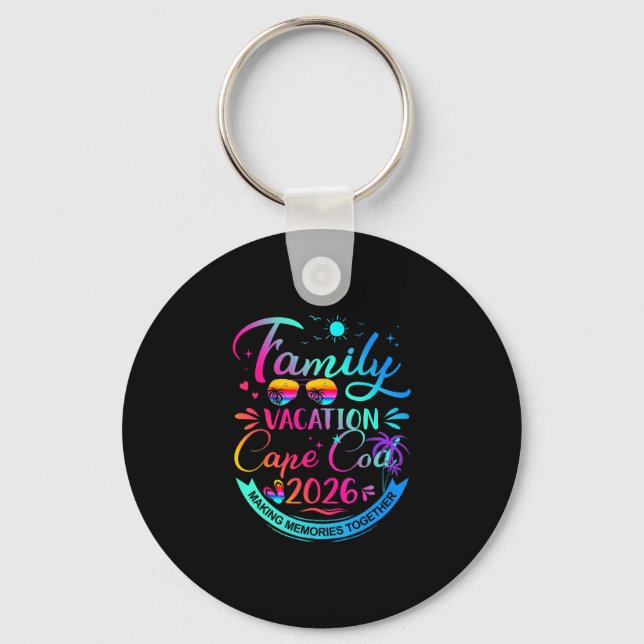 Family Vacation Cape Cod 2026 Palm Tree Gift  Keychain (Front)