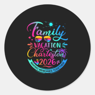 Family Vacation Charleston 2026 Palm Tree Gift  Classic Round Sticker