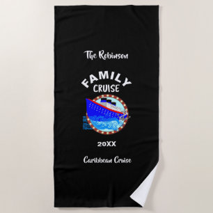 Family Vacation  Cruise Graphic Personalized Beach Towel
