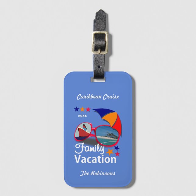 Family Vacation  Cruise Graphic Personalized Luggage Tag (Front Vertical)