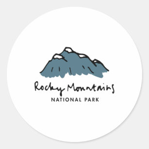 Family Vacation Design - Retro Rocky Mountains Nat Classic Round Sticker