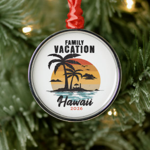 Family Vacation Hawaii 2026 Tropical Metal Ornament
