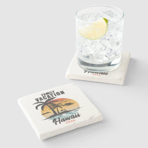 Family Vacation Hawaii 2026 Tropical Stone Coaster