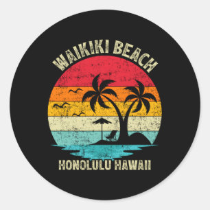 Family Vacation Honolulu Hawaii Waikiki Beach Classic Round Sticker