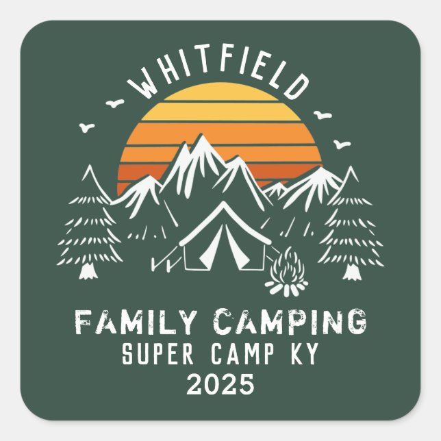 Family Vacation Matching Camping Custom Square Sticker (Front)