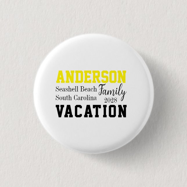 Family Vacation Matching Summer 1 Inch Round Button (Front)