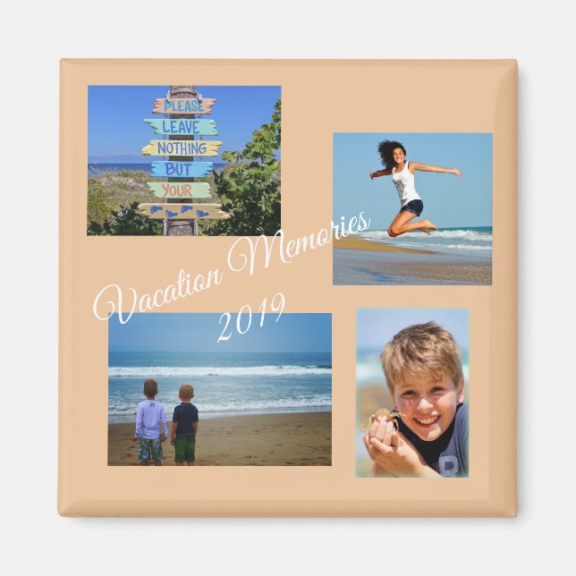 Family Vacation Memory Photo Magnet (Front)
