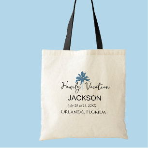Family Vacation Modern Palm Tree Beach Tote Bag
