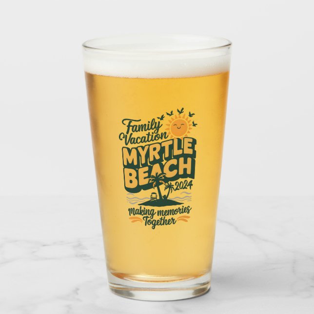 Family Vacation Myrtle Beach 2024 Making Memories  Glass (Front Filled)