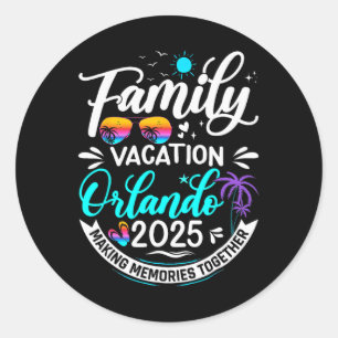 Family Vacation Orlando 2025 Beach Summer Vacation Classic Round Sticker