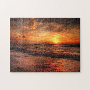 family vacation personalized souvenir sunset photo jigsaw puzzle