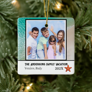 Family Vacation photo Beach Themed Ceramic Ornament