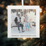 family vacation photo keepsake glass ornament type<br><div class="desc">photo cropped to a square behind beveled edge</div>