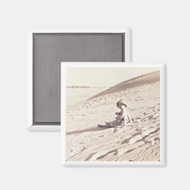 Family Vacation Photo Sepia Timeless Keepsake Kids Magnet (Front/Back)