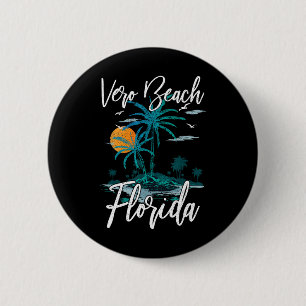 Family Vacation Retro Sunset Florida Vero Beach 2 Inch Round Button