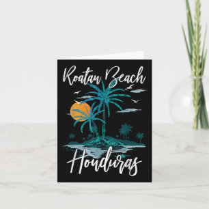 Family Vacation Retro Sunset Honduras Roatan Beach Card