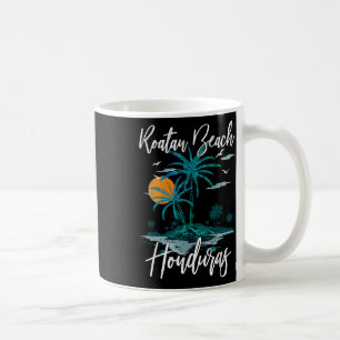 Family Vacation Retro Sunset Honduras Roatan Beach Coffee Mug