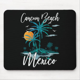 Family Vacation Retro Sunset Mexico Cancun Beach Mouse Pad