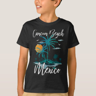 Family Vacation Retro Sunset Mexico Cancun Beach  T-Shirt