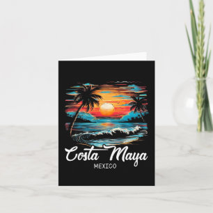 Family Vacation Retro Sunset Mexico Costa Maya  Card