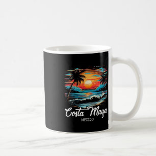 Family Vacation Retro Sunset Mexico Costa Maya Coffee Mug