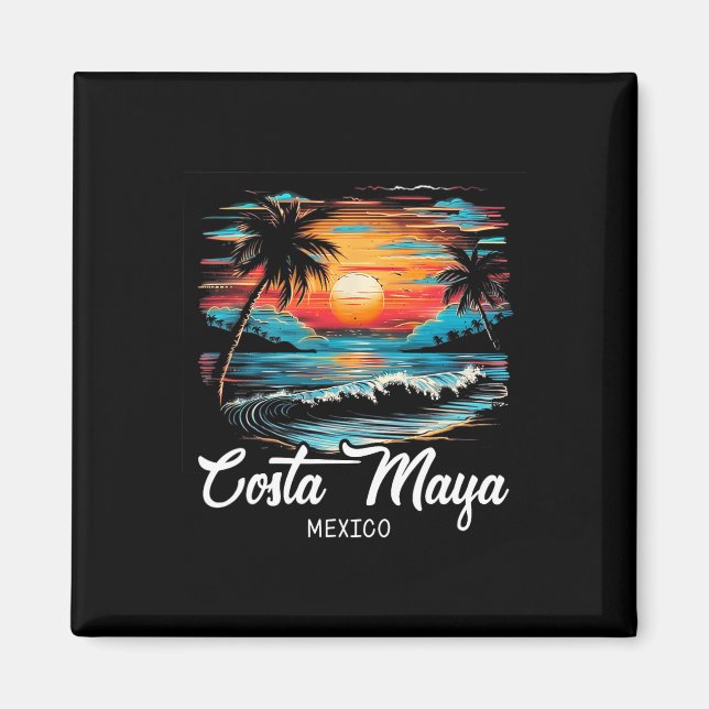 Family Vacation Retro Sunset Mexico Costa Maya  Magnet (Front)