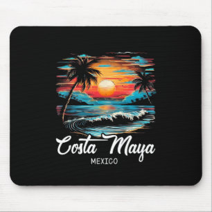 Family Vacation Retro Sunset Mexico Costa Maya Mouse Pad
