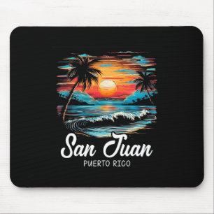 Family Vacation Retro Sunset Puerto Rico San Juan  Mouse Pad