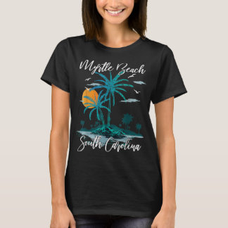 Family Vacation Retro Sunset South Carolina Myrtle T-Shirt