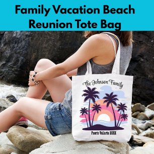 Family Vacation Reunion Beach Cute Palm Tree  Tote Bag