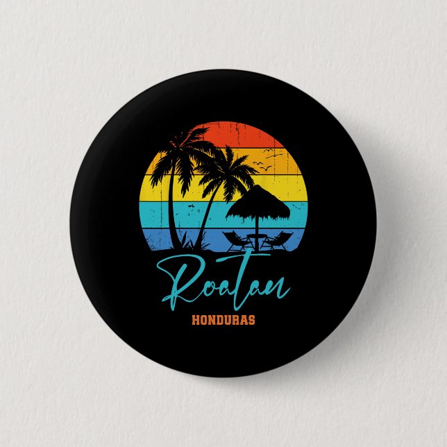 Family Vacation Roatan Honduras Beach Vacation Mat 2 Inch Round Button (Front)