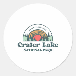 Family Vacation Shirt - Retro Crater Lake National Classic Round Sticker