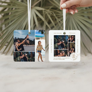 Family Vacation Travel Memories Photo Collage Metal Ornament