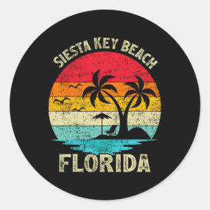 Family Vacation Vintage Retro Florida Siesta Key B Classic Round Sticker