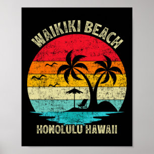 Family Vacation Vintage Retro Honolulu Hawaii Waik Poster