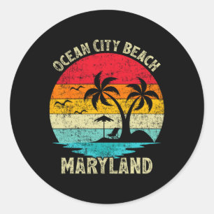 Family Vacation Vintage Retro Maryland Ocean City Classic Round Sticker