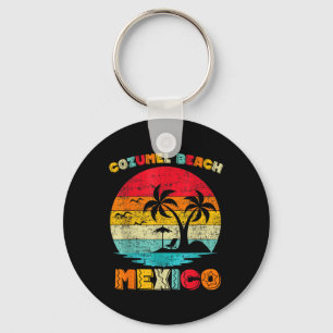 Family Vintage Retro Mexico Cozumel Beach Presents Keychain