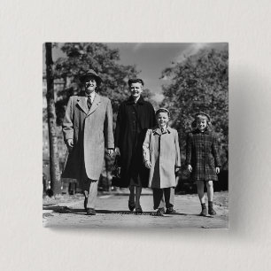 Family Walking 2 Inch Square Button