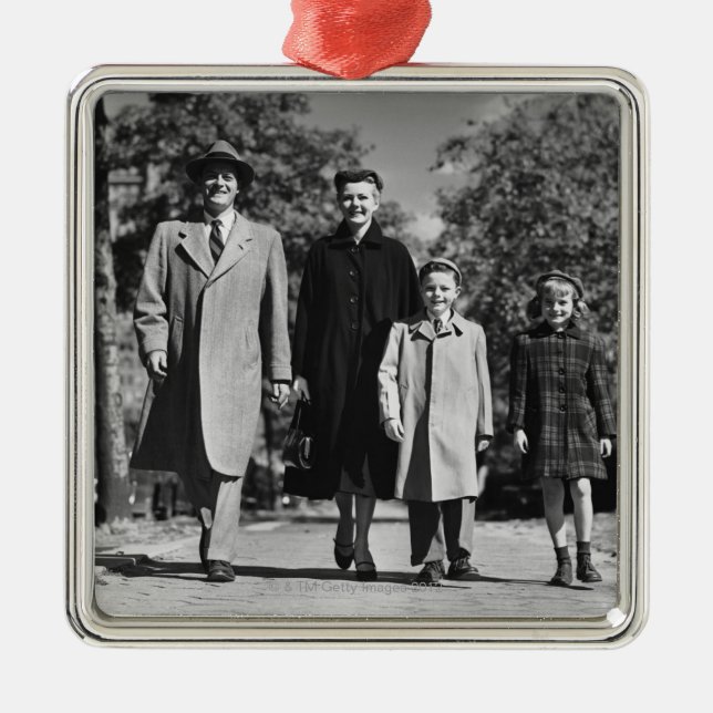 Family Walking Metal Ornament (Front)