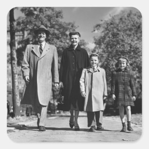 Family Walking Square Sticker