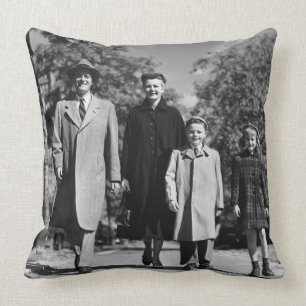 Family Walking Throw Pillow