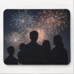 Family Watching Fireworks Display Mouse Pad<br><div class="desc">A family silhouette stands against a vibrant backdrop of fireworks,  creating a magical and festive atmosphere in the night sky</div>